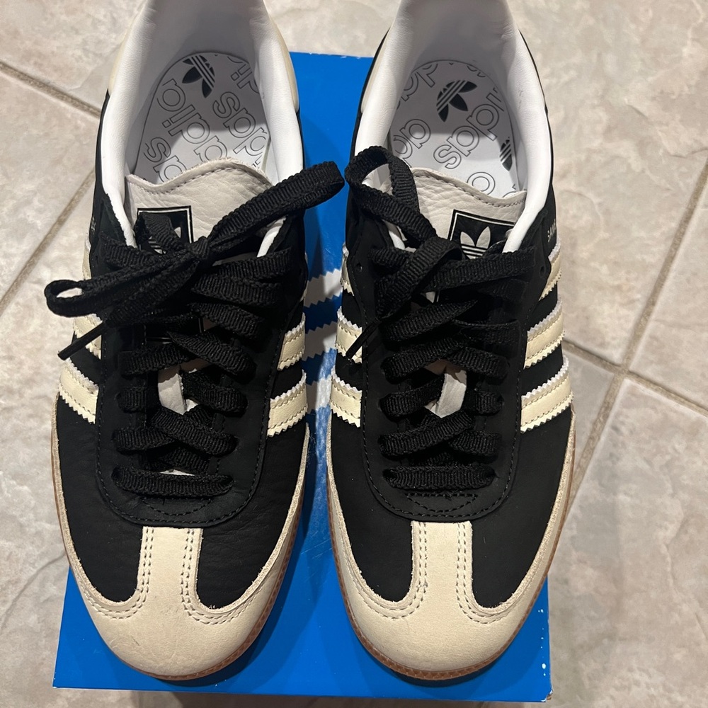 Adidas Black and Cream Sneakers